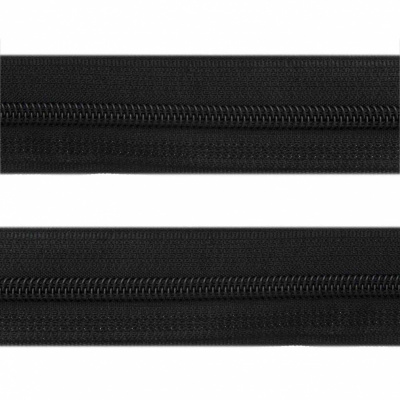 Рулонная молния с покрытием PVC спираль тип 3 (упак.270м) -черная с полосой СВО - купить в Орске. Цена: 12.74 руб.
