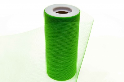 Фатин в шпульках 16-146, 10 гр/м2, шир. 15 см (в нам. 25+/-1 м), цвет зелёный - купить в Орске. Цена: 100.69 руб.