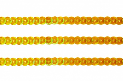 Пайетки "ОмТекс" на нитях, CREAM, 6 мм С / упак.73+/-1м, цв. 92 - золото - купить в Орске. Цена: 484.77 руб.