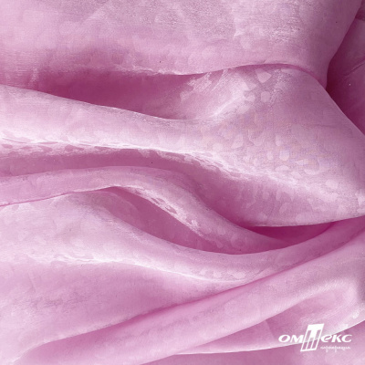 Плательная органза вытравка,100% полиэстр, шир. 150 см, #606 цв.-розовый - купить в Орске. Цена 380.73 руб.