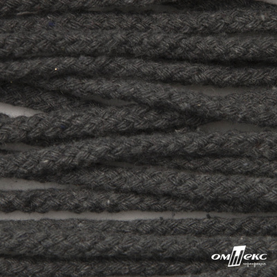 Шнур плетеный d-6 мм круглый, 70% хлопок 30% полиэстер, уп.90+/-1 м, цв.1088-т.серый - купить в Орске. Цена: 588 руб.