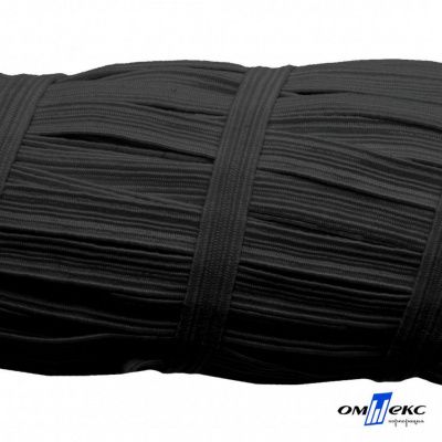 Резиновые нити с текстильным покрытием, шир. 6 мм (55 м/уп), цв.-черный - купить в Орске. Цена: 210.75 руб.