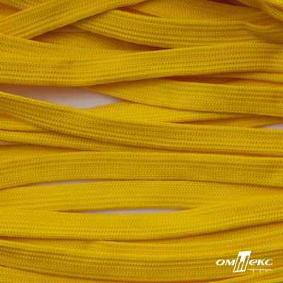 Шнур плетеный (плоский) d-12 мм, (уп.90+/-1м), 100% полиэстер, цв.269 - жёлтый - купить в Орске. Цена: 8.62 руб.