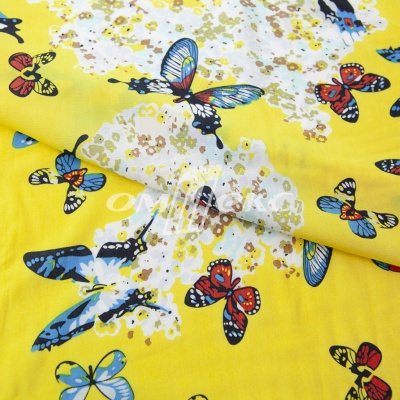 Плательная ткань "Софи" 7.2, 75 гр/м2, шир.150 см, принт бабочки - купить в Орске. Цена 241.49 руб.