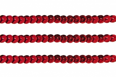 Пайетки "ОмТекс" на нитях, SILVER-BASE, 6 мм С / упак.73+/-1м, цв. 3 - красный - купить в Орске. Цена: 468.37 руб.