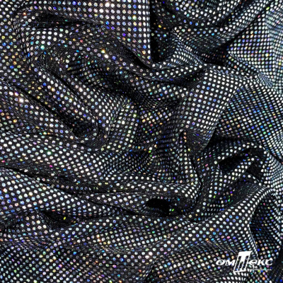 Трикотажное полотно голограмма, шир.140 см, #601-хамелеон чёрный - купить в Орске. Цена 452.76 руб.