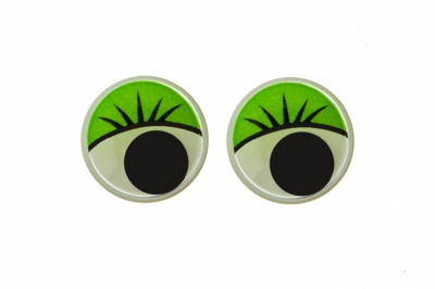 Глазки для игрушек, круглые, с бегающими зрачками, 15 мм/упак.50+/-2 шт, цв. -зеленый - купить в Орске. Цена: 113.01 руб.
