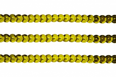Пайетки "ОмТекс" на нитях, SILVER-BASE, 6 мм С / упак.73+/-1м, цв. 7 - св.золото - купить в Орске. Цена: 468.37 руб.