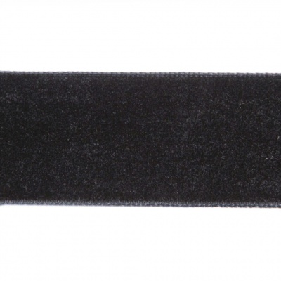 Лента бархатная нейлон, шир.25 мм, (упак. 45,7м), цв.03-черный - купить в Орске. Цена: 800.84 руб.