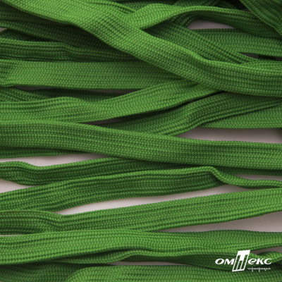 Шнур плетеный (плоский) d-12 мм, (уп.90+/-1м), 100% полиэстер, цв.260 - зел.трава - купить в Орске. Цена: 8.62 руб.