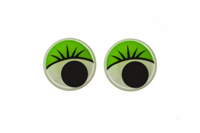 Глазки для игрушек, круглые, с бегающими зрачками, 12 мм/упак.50+/-2 шт, цв. -зеленый - купить в Орске. Цена: 96.01 руб.