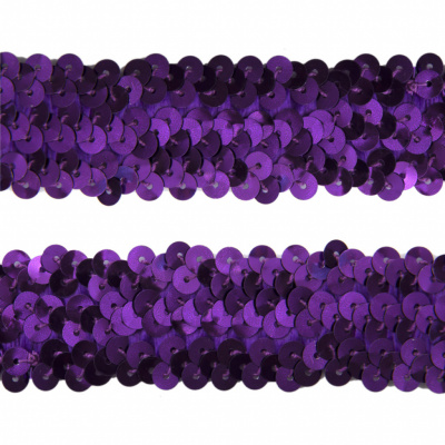 Тесьма с пайетками 12, шир. 30 мм/уп. 25+/-1 м, цвет фиолет - купить в Орске. Цена: 1 098.48 руб.