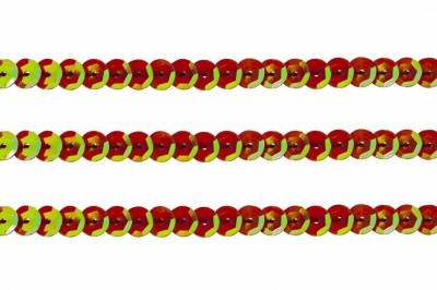 Пайетки "ОмТекс" на нитях, CREAM, 6 мм С / упак.73+/-1м, цв. 96 - красный - купить в Орске. Цена: 484.77 руб.