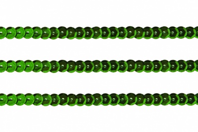Пайетки "ОмТекс" на нитях, SILVER-BASE, 6 мм С / упак.73+/-1м, цв. 4 - зеленый - купить в Орске. Цена: 484.77 руб.