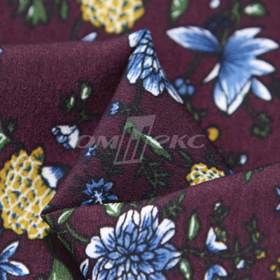 Плательная ткань "Фламенко" 4.1, 80 гр/м2, шир.150 см, принт растительный - купить в Орске. Цена 259.21 руб.