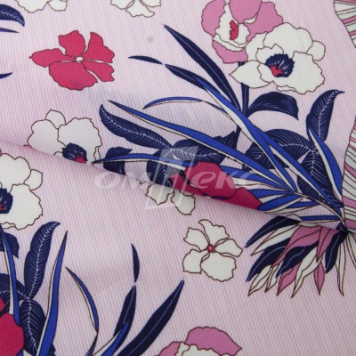 Плательная ткань "Фламенко" 18.1, 80 гр/м2, шир.150 см, принт растительный - купить в Орске. Цена 239.03 руб.